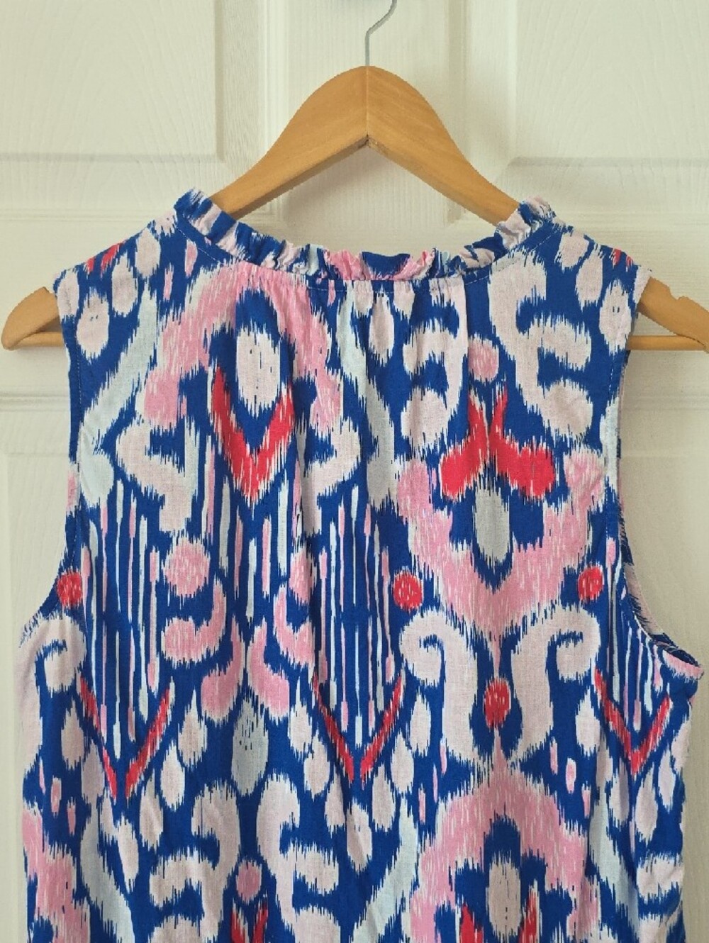 crown & ivy Blue, Pink & White Ikat-Print Sleeveless Dress Size M - Picture 12 of 13